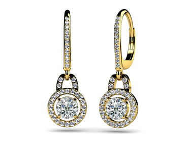 Designer Style Diamond Circle Diamond Earrings with 1.48 ct. (2X0.50 ct. center diamonds)
