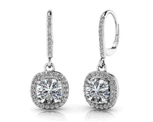 Load image into Gallery viewer, Ravishing Cushion Cut Diamond Drop Earring Diamond  with 4.48 ct. (2X2.00 ct. center diamonds)