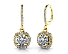 Load image into Gallery viewer, Ravishing Cushion Cut Diamond Drop Earring Diamond  with 1.36 ct. (2X0.50 ct. center diamonds)