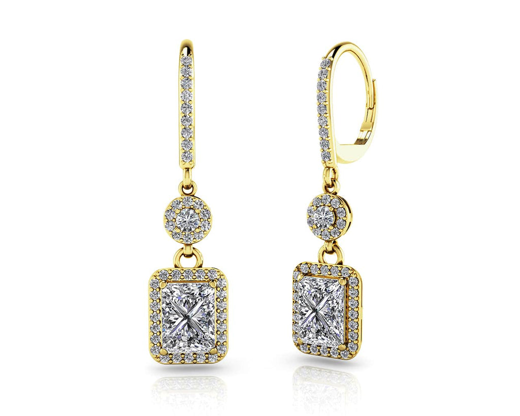 Love Spell Diamond Drop Diamond Earrings with 3.74 ct. (2X1.50 ct. center diamonds)