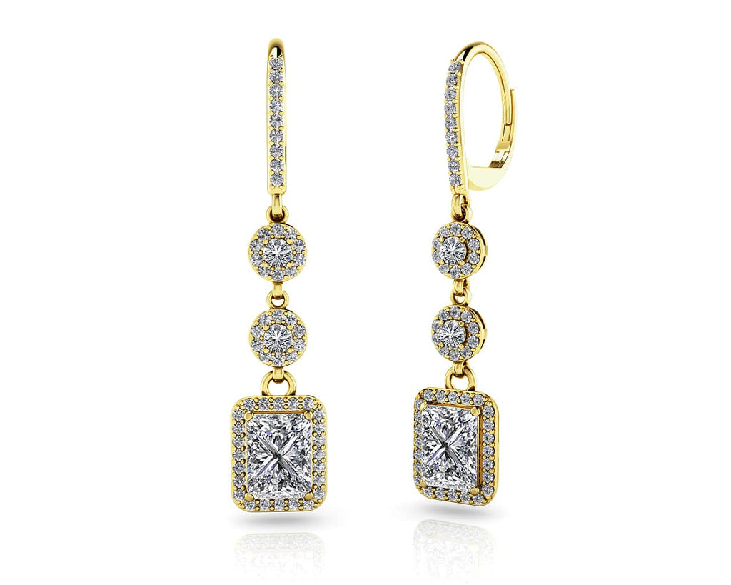 Extravagant Diamond Drop Diamond Earrings with 4.00 ct. (2X1.50 ct. center diamonds)