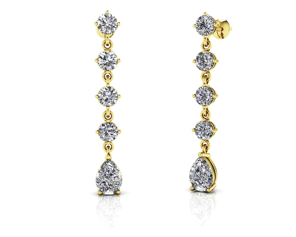 Brilliant Round And Pear Drop Diamond Earrings with 2.68 ct.(finished) 7x5mm, 3.8mm