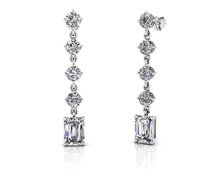 Load image into Gallery viewer, Sparkling Round Drop And Emerald Cut Earrings Diamond  with 3.68 ct.(finished) 7x5mm, 3.8mm