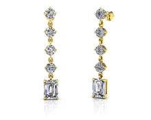 Load image into Gallery viewer, Sparkling Round Drop And Emerald Cut Diamond Earrings with 3.68 ct.(finished) 7x5mm, 3.8mm