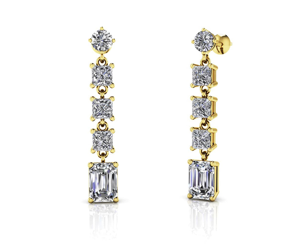 Three Shape Drop Diamond Earrings with 4.04 ct.(finished) 7x5mm, 3.5mm, 3.8mm