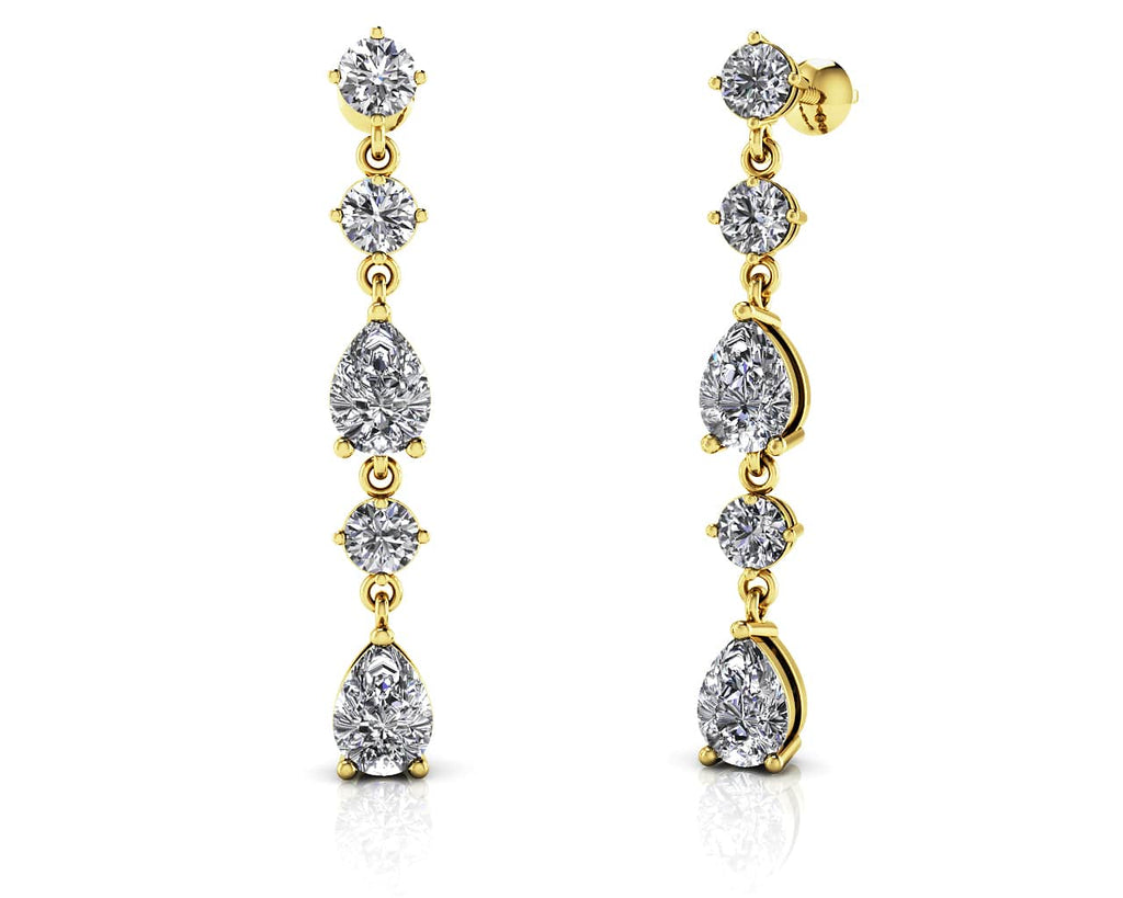 Extended Elegant Diamond And Pear Drop Diamond Earrings with 2.46 ct.(finished) 6x4mm, 3.8mm