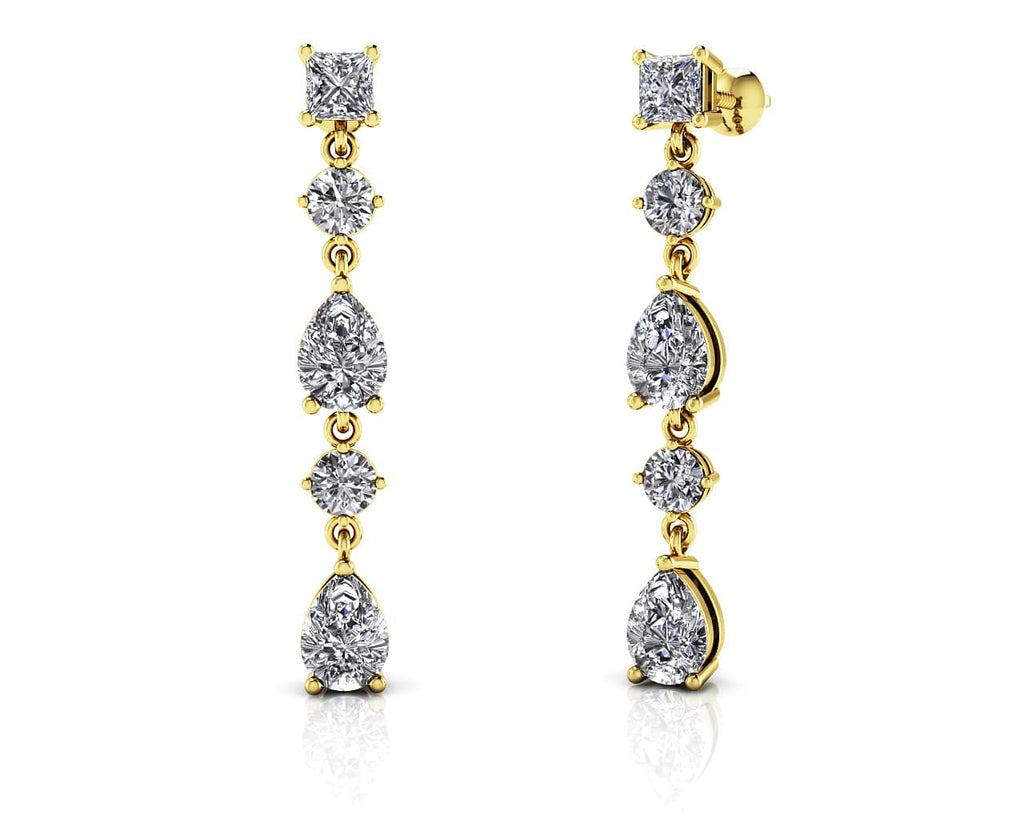 Glamorous Alternating Diamonds Drop Diamond Earrings with 2.58 ct.(finished) 6x4mm, 3.5mm, 3.8mm