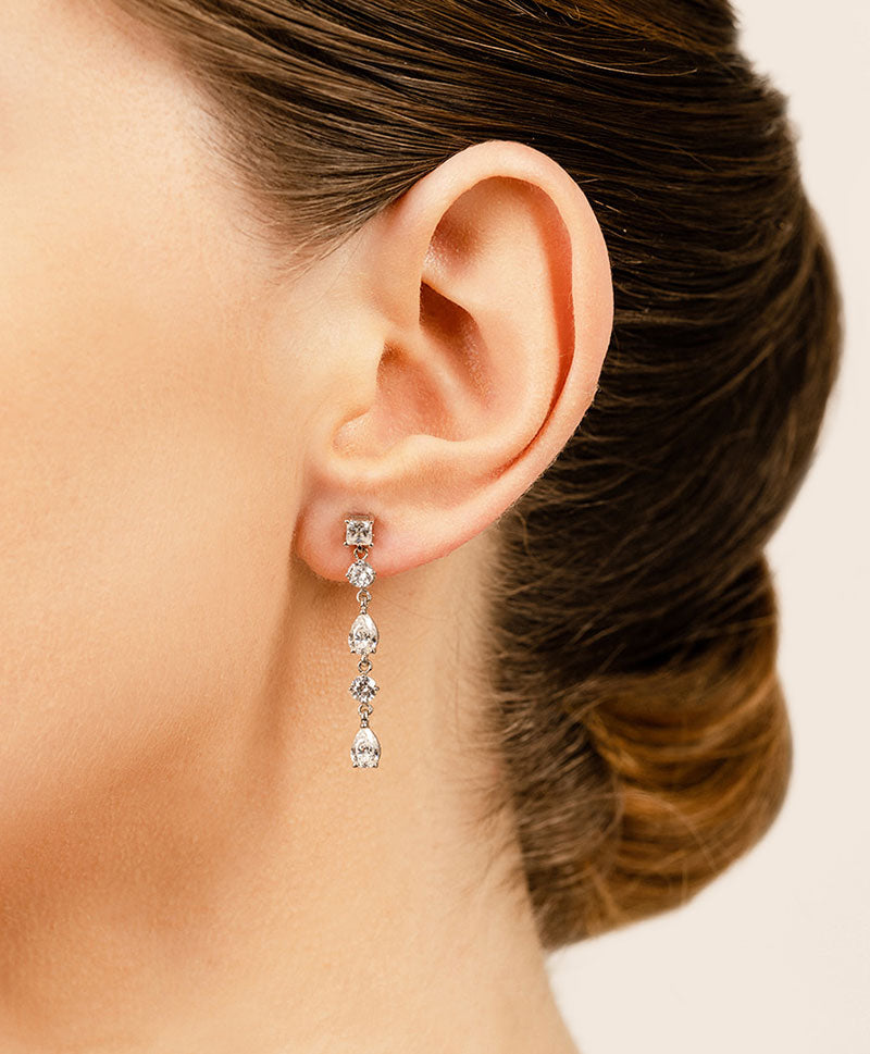 Glamorous Alternating Diamonds Drop Diamond Earrings with 2.58 ct.(finished) 6x4mm, 3.5mm, 3.8mm