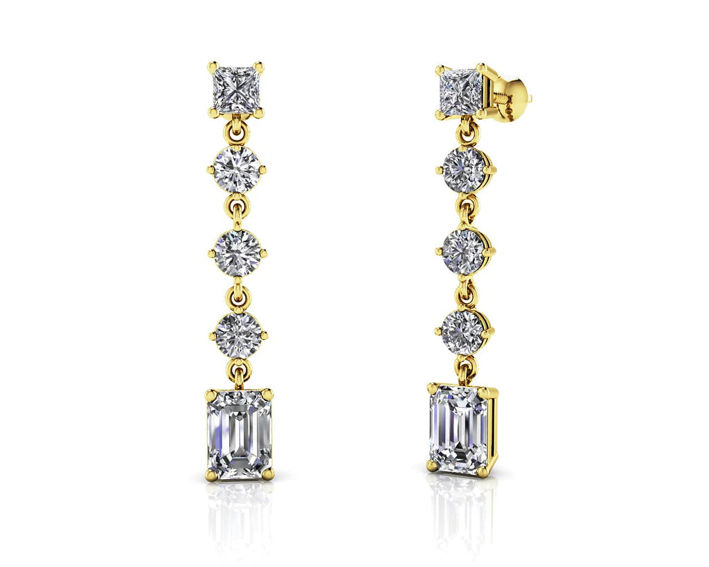 Elegant Multi Shape  Lab-Grown Diamond Earrings with 3.80 ct.(finished) 7x5mm, 3.5mm, 3.8mm