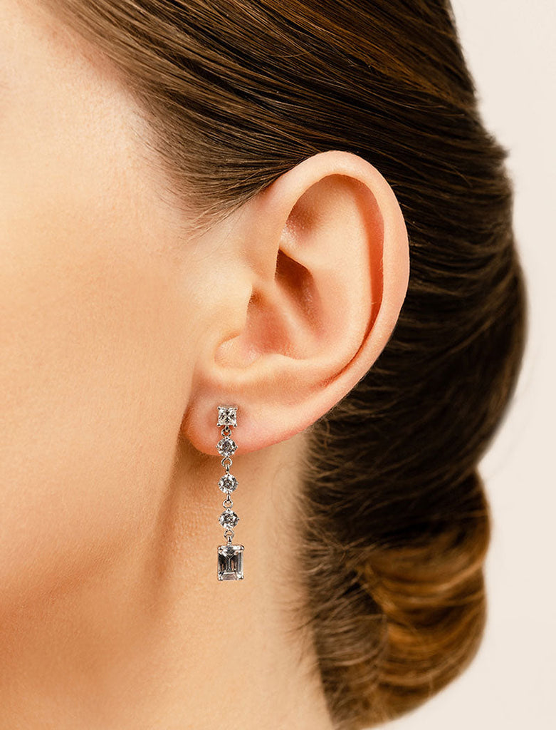 Elegant Multi Shape  Lab-Grown Diamond Earrings with 3.80 ct.(finished) 7x5mm, 3.5mm, 3.8mm