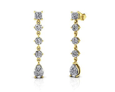 Gala Multi Shape Diamond Earrings with 2.40 ct.(finished) 6x4mm, 3.5mm, 3.8mm
