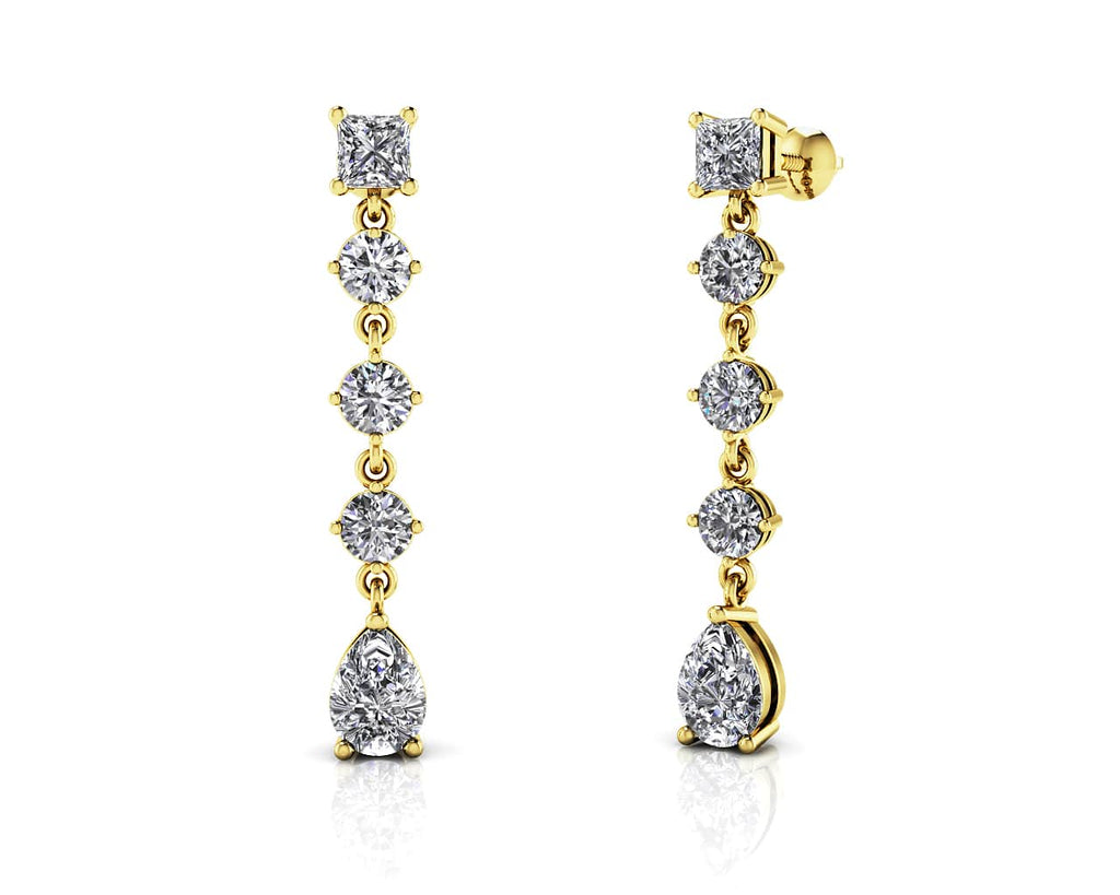 Gala Multi Shape Diamond Earrings with 2.40 ct.(finished) 6x4mm, 3.5mm, 3.8mm