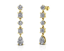 Load image into Gallery viewer, Alternating Diamond Drop Diamond Earrings with 2.92 ct.(finished) 7x5mm, 3.5mm, 3.8mm