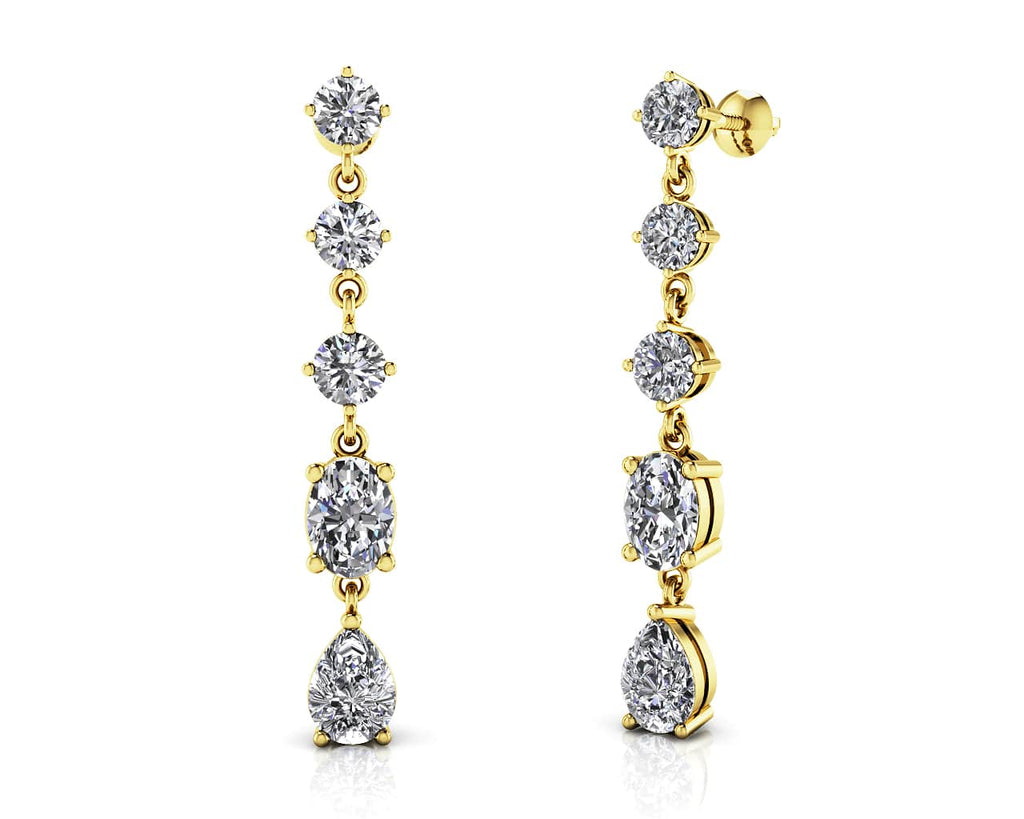 Moonlight Multi Shaped Diamond Drop Diamond Earrings with 4.40 ct.(finished)