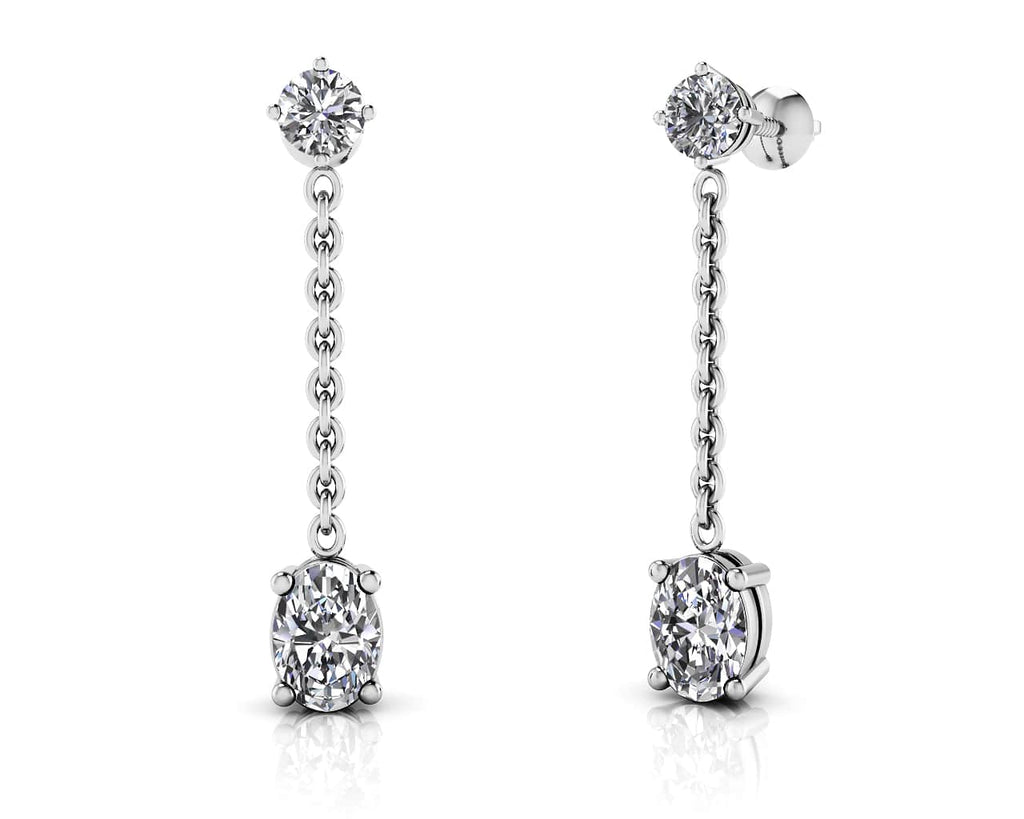 Modern Oval Diamond Drop Earrings Diamond  with 2.42 ct.(finished) 7x5mm, 3.8mm