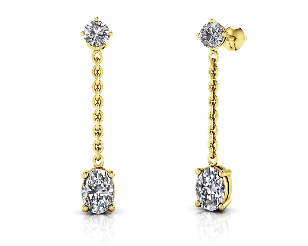 Modern Oval Diamond Drop Diamond Earrings with 3.62 ct.(finished) 8x6mm, 3.8mm