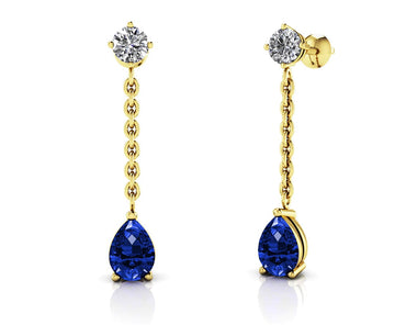 Ravishing Pear Shape Drop Diamond Earrings with 2.42 ct.(finished) 8x5mm, 3.8mm
