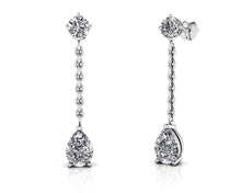 Load image into Gallery viewer, Elegant Pear Diamond Drop Earrings Diamond  with 1.92 ct.(finished) 8x5mm, 3.8mm