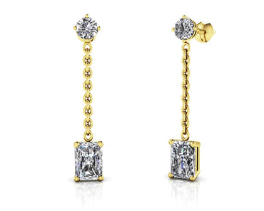 Emerald Diamond Drop Diamond Earrings with 2.42 ct.(finished) 7x5mm, 3.8mm