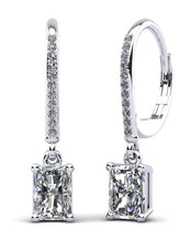 Load image into Gallery viewer, Modern Chic Emerald Cut Drop Earrings Diamond  with 0.61 ct.(finished) 5x3mm, 1mm