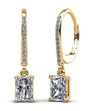 Load image into Gallery viewer, Modern Chic Emerald Cut Drop Diamond Earrings with 1.61 ct.(finished) 6.5x4.5mm, 1mm