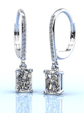 Load image into Gallery viewer, Modern Chic Emerald Cut Drop Diamond Earrings with 0.61 ct.(finished) 5x3mm, 1mm