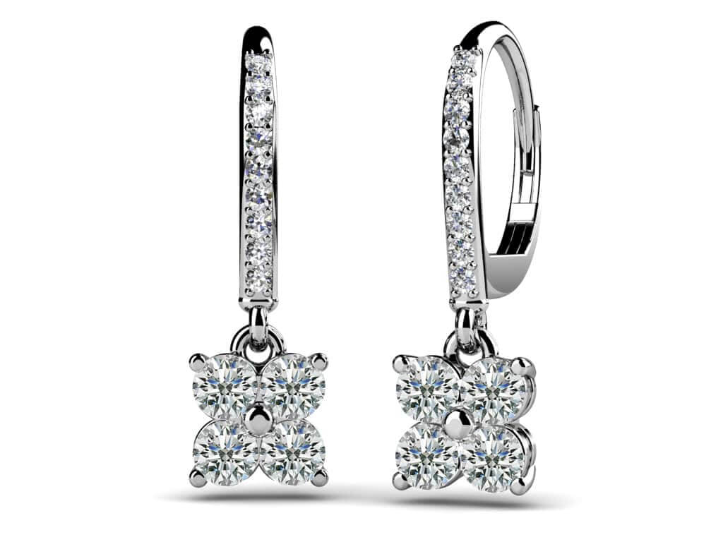 Drop Quad Diamond Earrings Diamond  with 0.86 ct.(finished) 1.2mm, 2.8mm