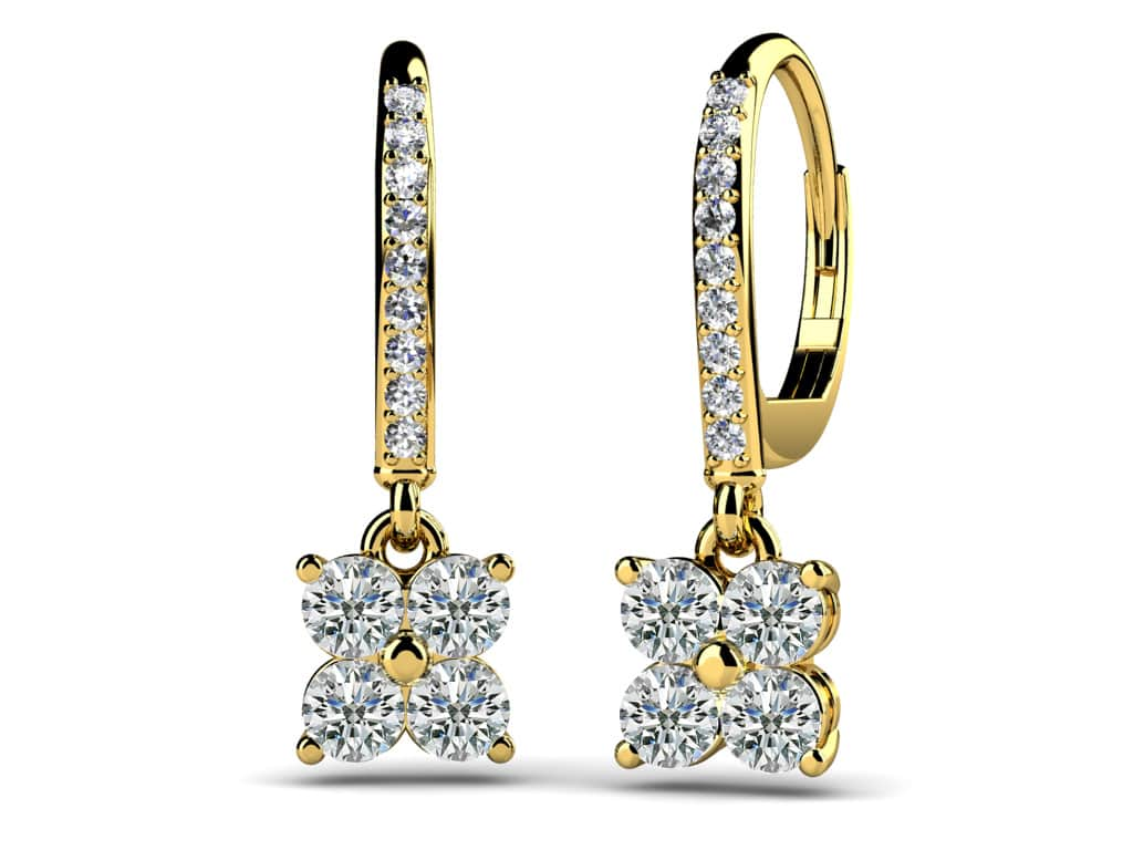 Drop Quad Diamond Earrings with 0.62 ct.(finished) 1.1mm, 2.5mm