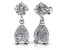 Load image into Gallery viewer, Alluring Round And Pear Shaped Drop Earrings Diamond  with 1.02 ct.(finished) 6x4mm, 3.8mm