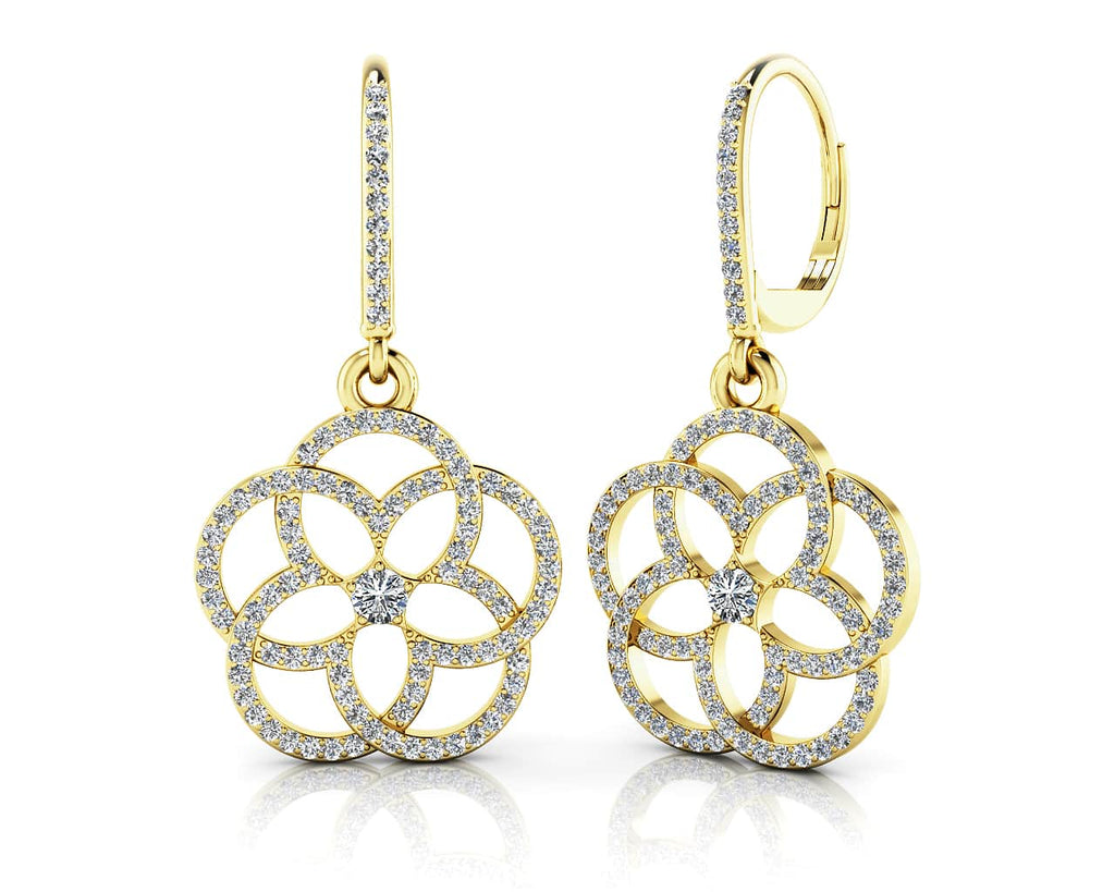 Love Blossom Diamond Earrings with 1.11 ct.(finished) 1mm, 2.7mm