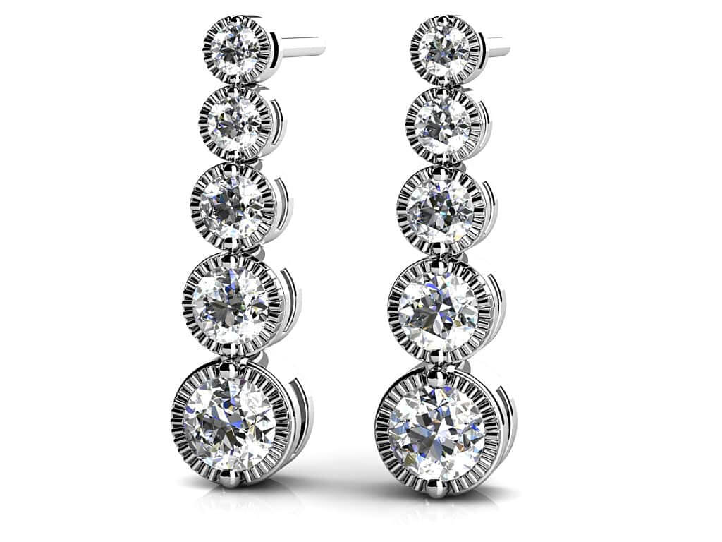 Milgrain Edge Diamond Journey Earrings Diamond  with 1.47 ct.(finished)