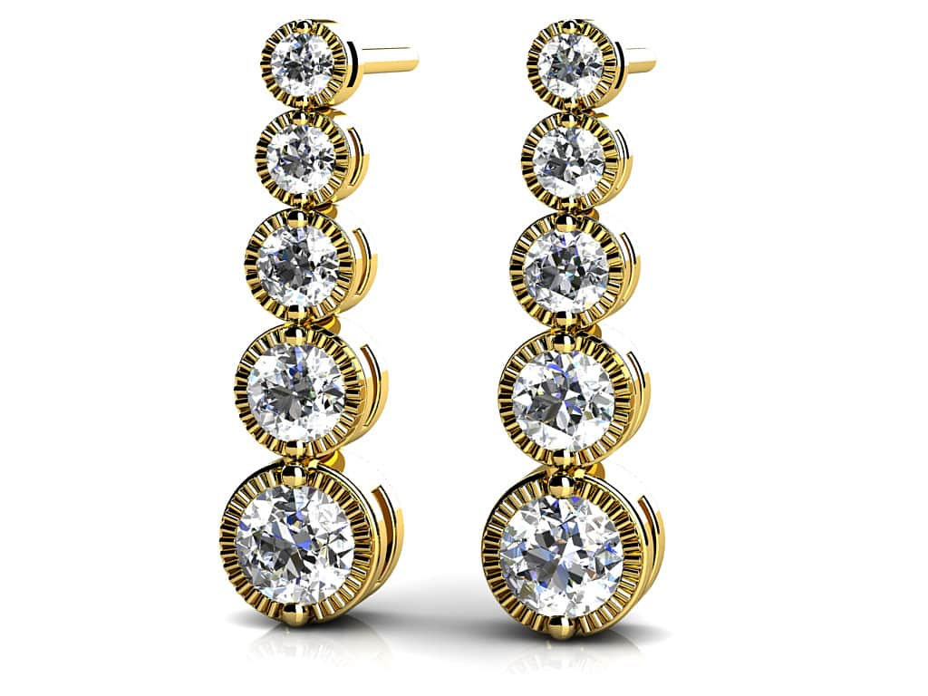 Milgrain Edge Diamond Journey Diamond Earrings with 0.53 ct.(finished)