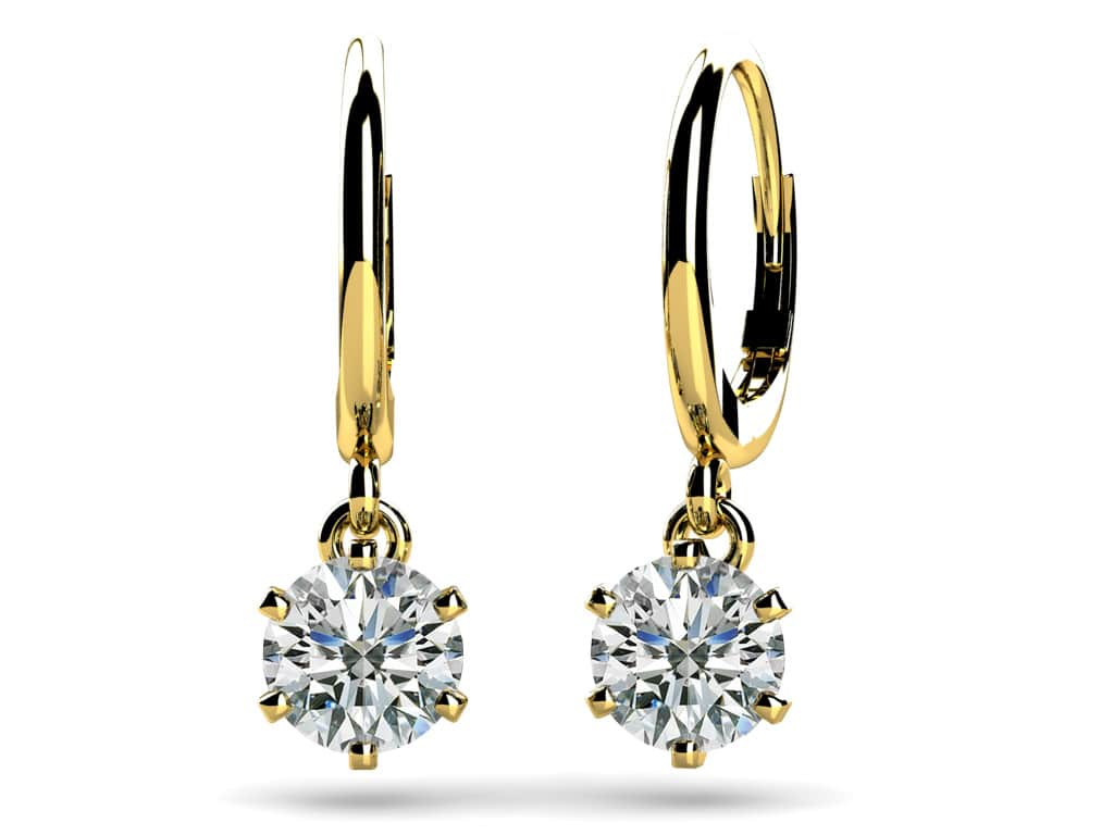 Six Prong Solitaire Diamond Drop Diamond Earrings with 0.24 ct.(finished) 3.2mm