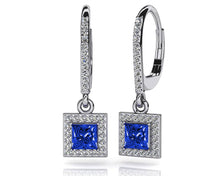 Load image into Gallery viewer, Princess Cut Diamonds And Gems Drop Earrings Diamond  with 0.58 ct.(finished) 1.0mm, 3.0mm