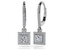 Load image into Gallery viewer, Princess Cut Diamond Drop Earrings Diamond  with 1.62 ct. (2X0.60 ct. center diamonds)