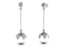 Load image into Gallery viewer, Finishing Touch Pearl And Diamond Drop Earrings Diamond  with 0.72 ct.(finished) 1mm, 1.2mm, 3mm