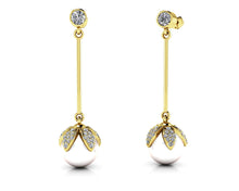 Load image into Gallery viewer, Finishing Touch Pearl And Diamond Drop Diamond Earrings with 0.72 ct.(finished) 1mm, 1.2mm, 3mm