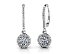 Load image into Gallery viewer, Surrounded With Love Diamond Drop Earrings Diamond  with 1.72 ct. (2X0.65 ct. center diamonds)