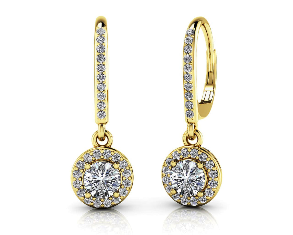 Surrounded With Love Diamond Drop Diamond Earrings with 1.72 ct. (2X0.65 ct. center diamonds)