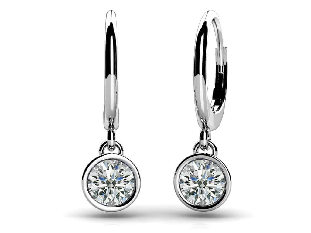 Bezel Set Diamond Drop Earrings Diamond  with 0.24 ct.(finished) 3.2mm