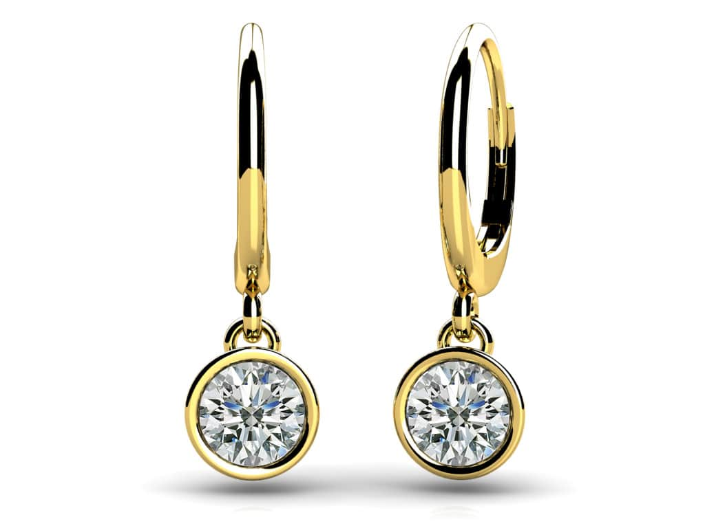 Bezel Set Diamond Drop Diamond Earrings with 0.24 ct.(finished) 3.2mm