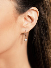 Load image into Gallery viewer, Four Prong Princess Cut Diamond Drop Diamond Earrings with 0.25 ct.(finished) 2.75mm