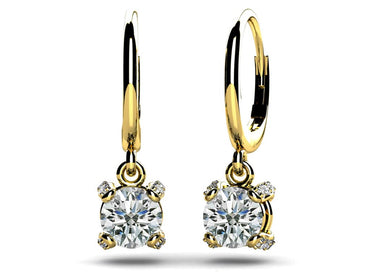 Royal Four Prong Diamond Drop Diamond Earrings with 0.66 ct.(finished) 1.0mm, 4.0mm