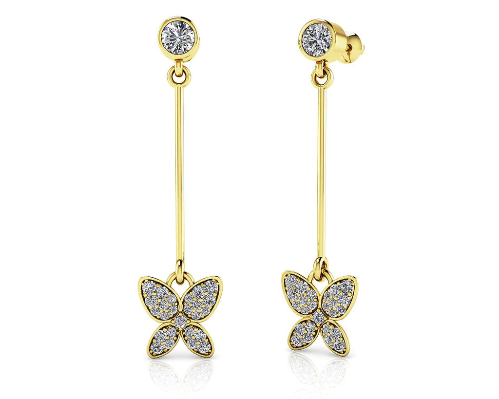 Butterfly Drop Bar Diamond Earrings with 0.56 ct.(finished)