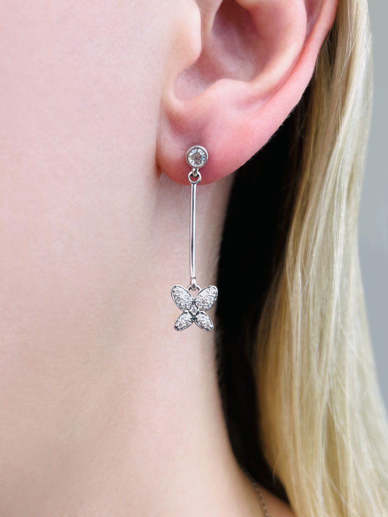 Butterfly Drop Bar Diamond Earrings with 0.56 ct.(finished)