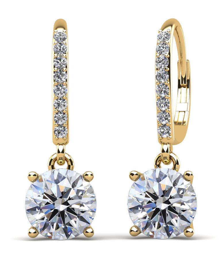 Brilliance Diamond Drop Diamond Earrings with 1.74 ct. (2X0.75 ct. center diamonds)