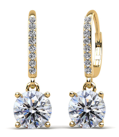 Brilliance Diamond Drop Diamond Earrings with 1.74 ct. (2X0.75 ct. center diamonds)