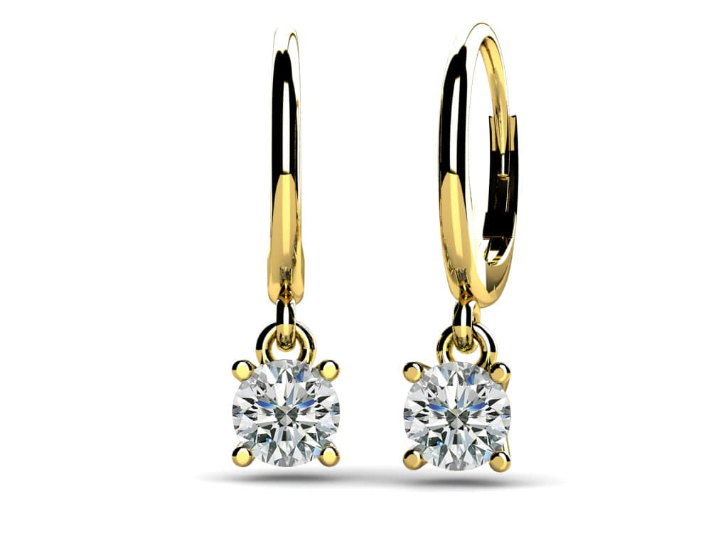 Classic Four Prong Diamond Drop Diamond Earrings with 0.32 ct.(finished) 3.5mm