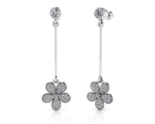 Load image into Gallery viewer, Flower Blossom Drop Bar Earrings Diamond  with 0.65 ct.(finished)