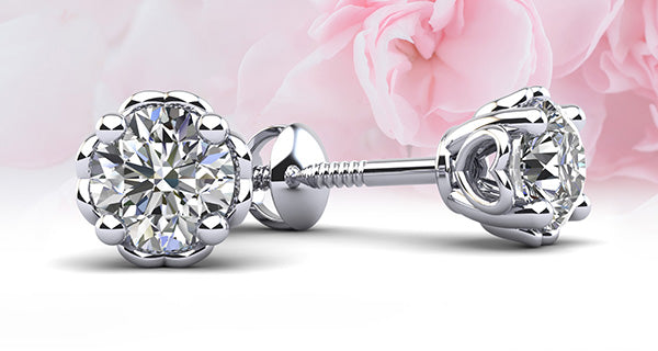 Dearest Sweetheart Diamond Stud Earrings with 2.00 ct.(finished) 6.5mm